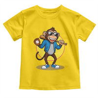 Funny Baseball Toddler T Shirt Monkey Playing Baseball Sport Humor Gift - Wonder Print Shop