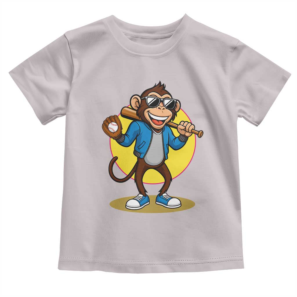 Funny Baseball Toddler T Shirt Monkey Playing Baseball Sport Humor Gift - Wonder Print Shop