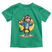 Funny Baseball Toddler T Shirt Monkey Playing Baseball Sport Humor Gift - Wonder Print Shop