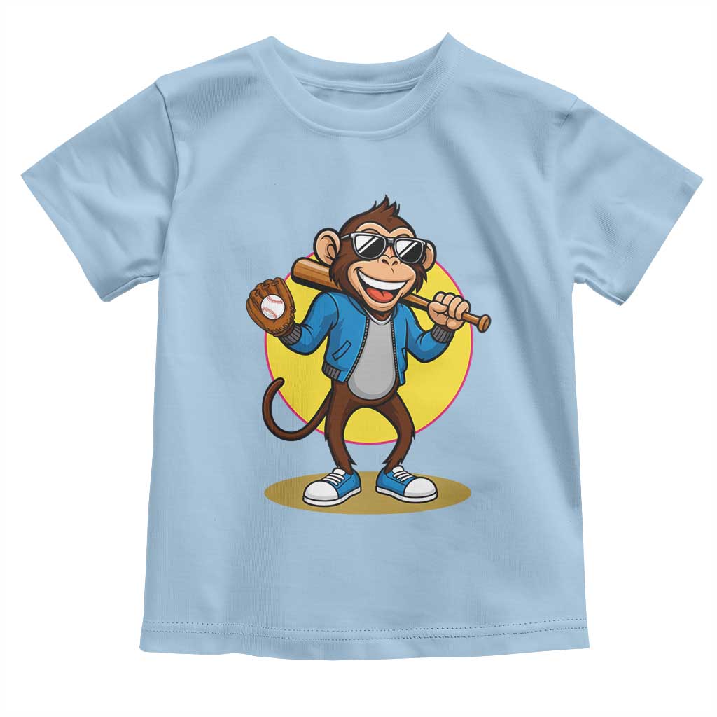 Funny Baseball Toddler T Shirt Monkey Playing Baseball Sport Humor Gift - Wonder Print Shop