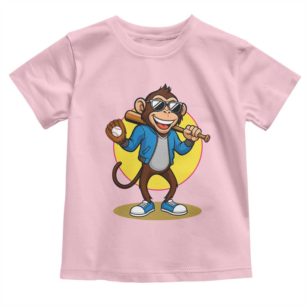 Funny Baseball Toddler T Shirt Monkey Playing Baseball Sport Humor Gift - Wonder Print Shop