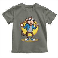 Funny Baseball Toddler T Shirt Monkey Playing Baseball Sport Humor Gift - Wonder Print Shop