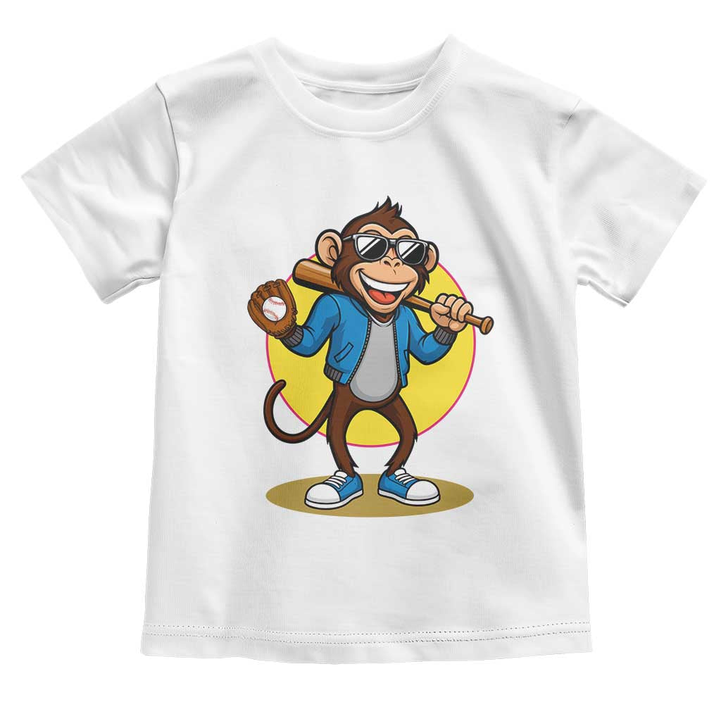 Funny Baseball Toddler T Shirt Monkey Playing Baseball Sport Humor Gift - Wonder Print Shop