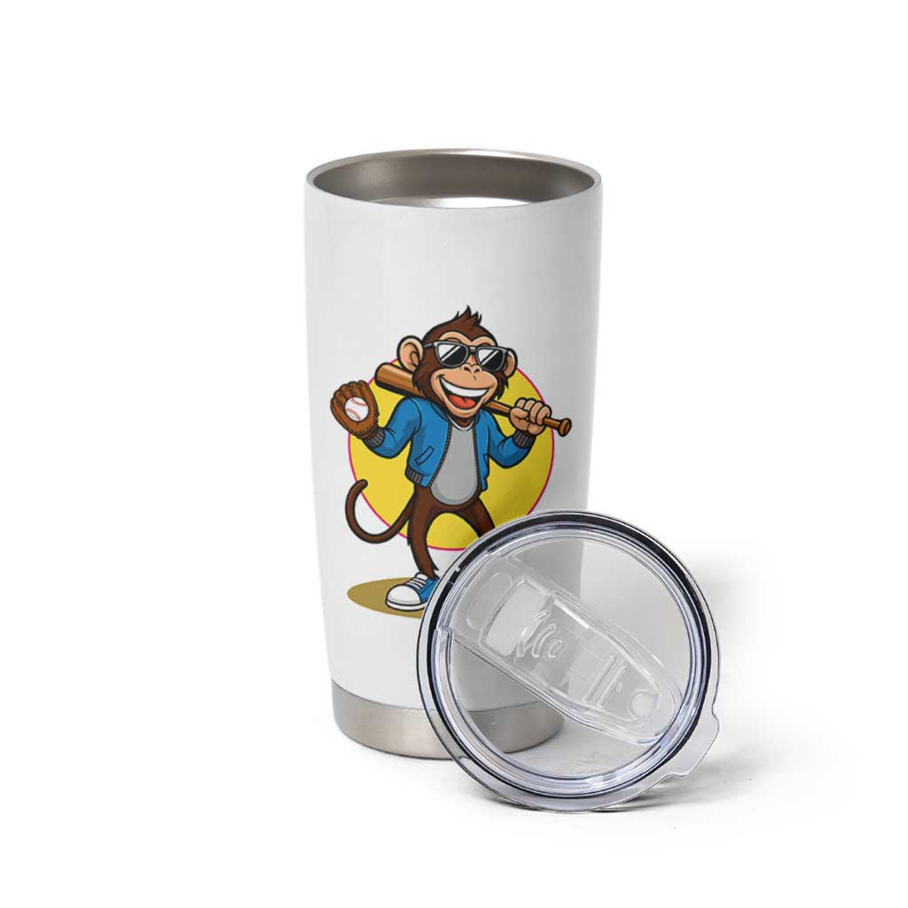 Funny Baseball Tumbler Cup Monkey Playing Baseball Sport Humor Gift