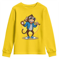 Funny Baseball Youth Sweatshirt Monkey Playing Baseball Sport Humor Gift - Wonder Print Shop