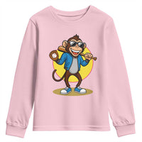 Funny Baseball Youth Sweatshirt Monkey Playing Baseball Sport Humor Gift - Wonder Print Shop
