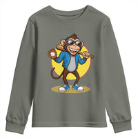 Funny Baseball Youth Sweatshirt Monkey Playing Baseball Sport Humor Gift - Wonder Print Shop