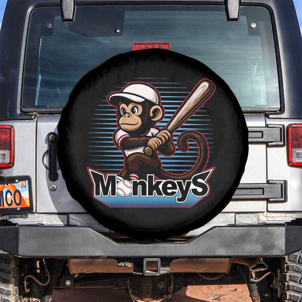 Funny Chimpanzee Swinging Bat Baseball Spare Tire Cover Sport Humor Gift - Wonder Print Shop