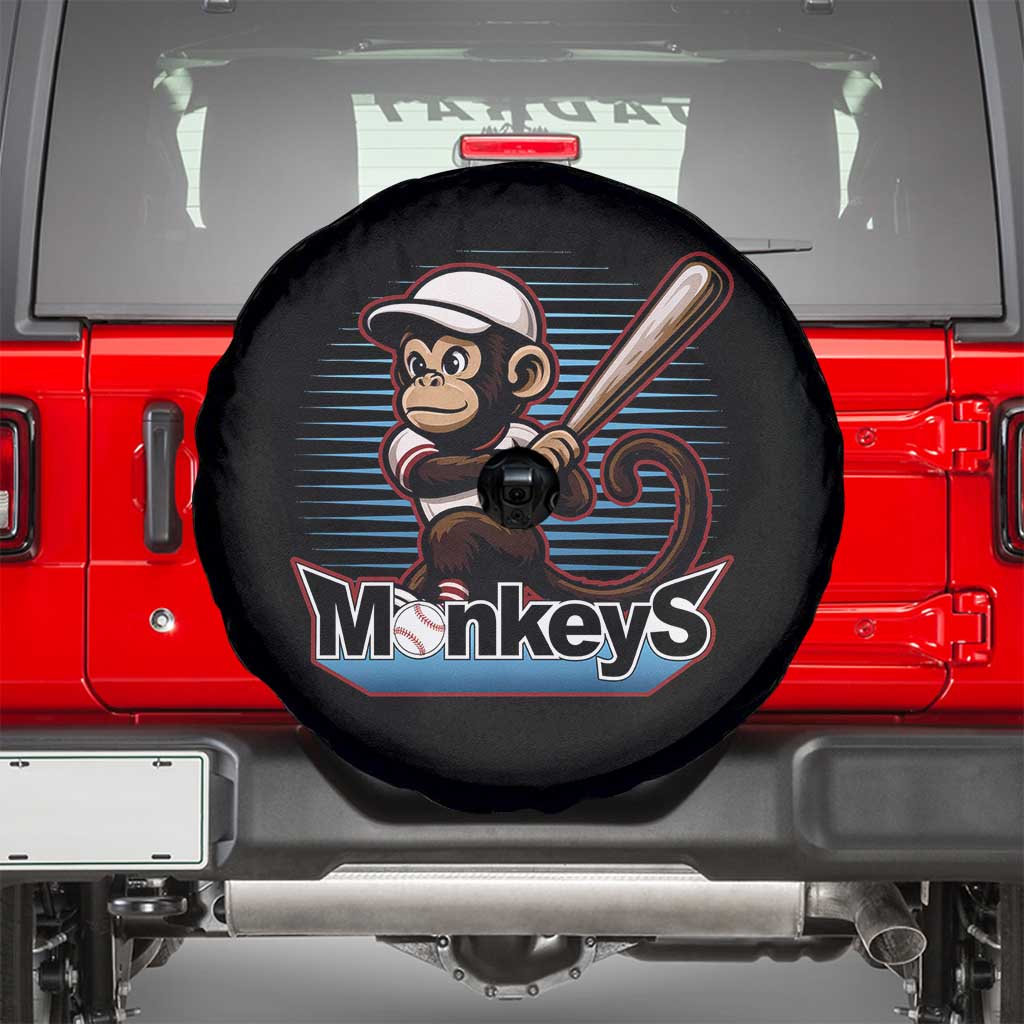Funny Chimpanzee Swinging Bat Baseball Spare Tire Cover Sport Humor Gift - Wonder Print Shop