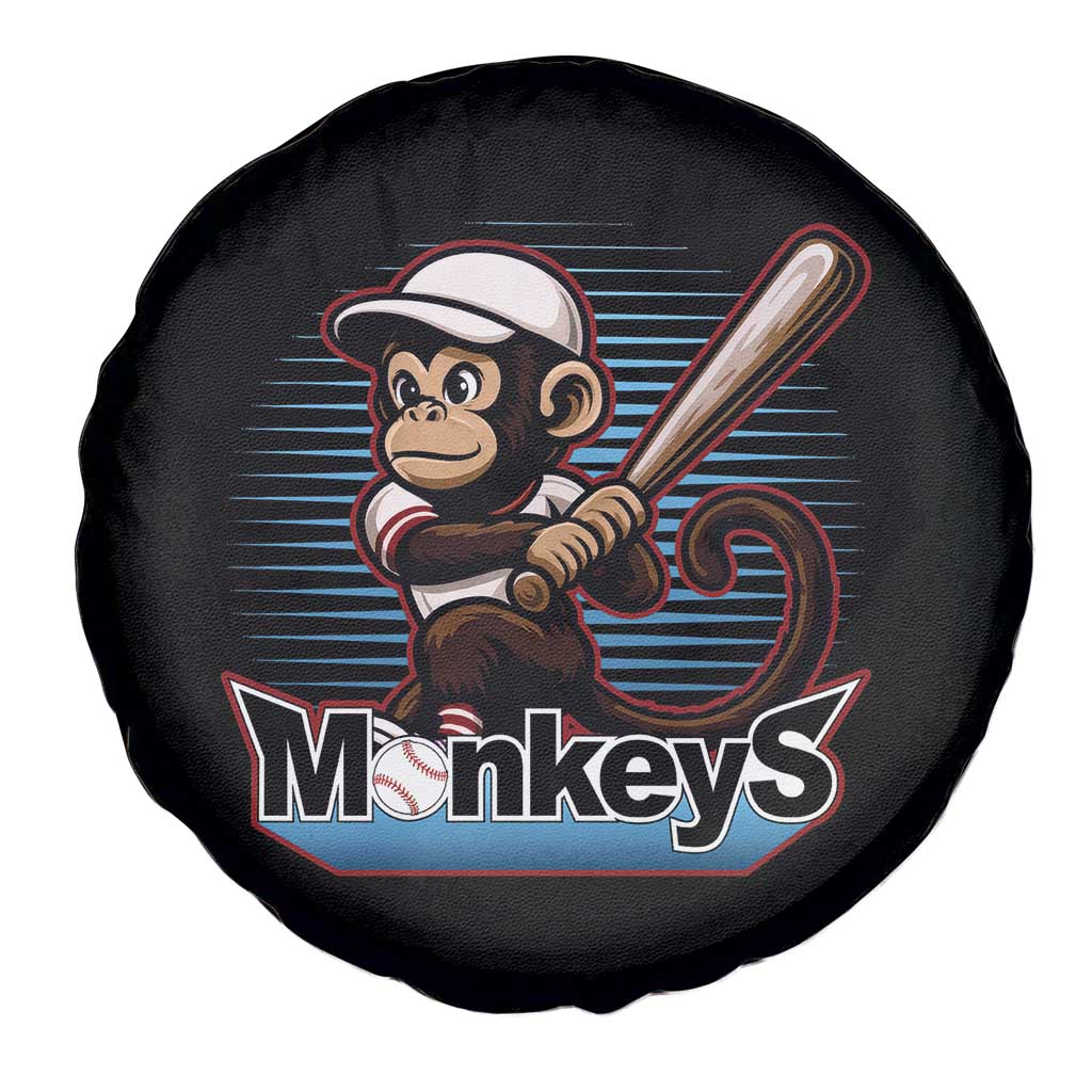 Funny Chimpanzee Swinging Bat Baseball Spare Tire Cover Sport Humor Gift - Wonder Print Shop