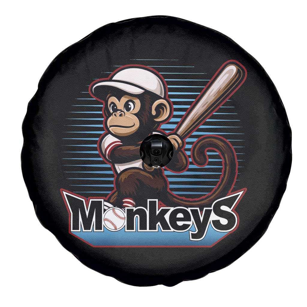Funny Chimpanzee Swinging Bat Baseball Spare Tire Cover Sport Humor Gift - Wonder Print Shop