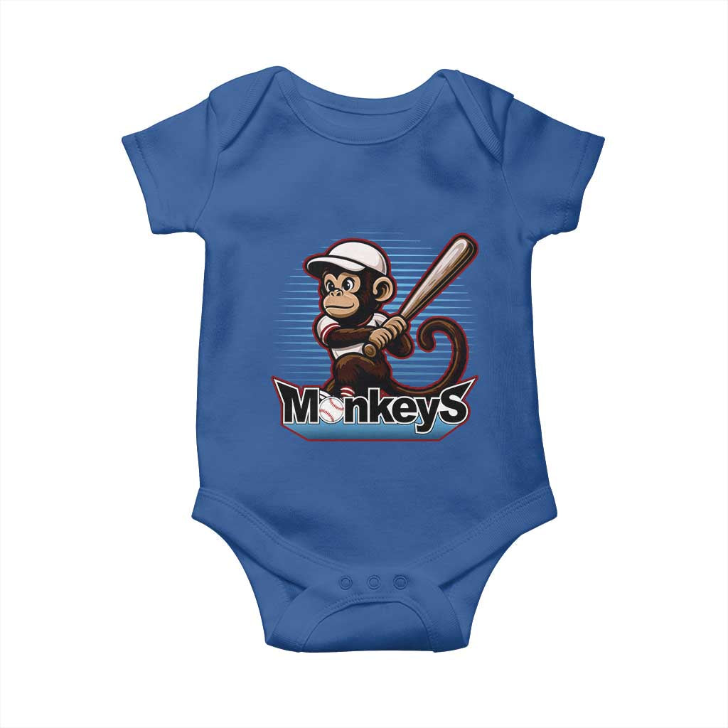 Funny Chimpanzee Swinging Bat Baseball Baby Onesie Sport Humor Gift - Wonder Print Shop