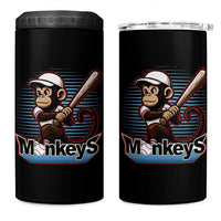 Funny Chimpanzee Swinging Bat Baseball 4 in 1 Can Cooler Tumbler Sport Humor Gift