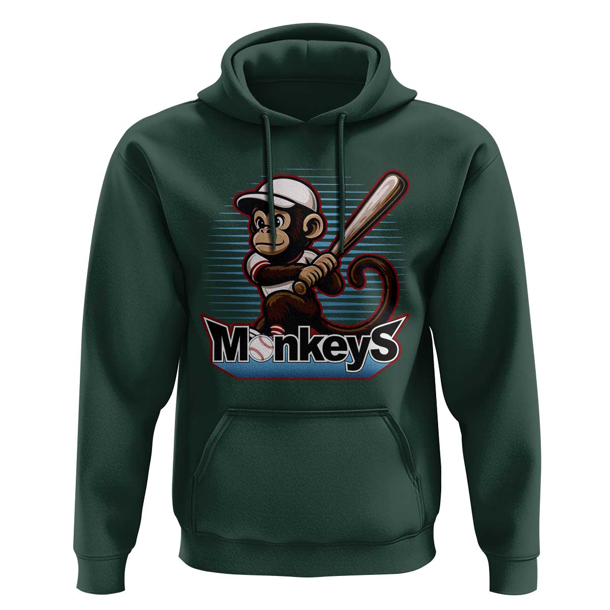 Funny Chimpanzee Swinging Bat Baseball Hoodie Sport Humor Gift - Wonder Print Shop