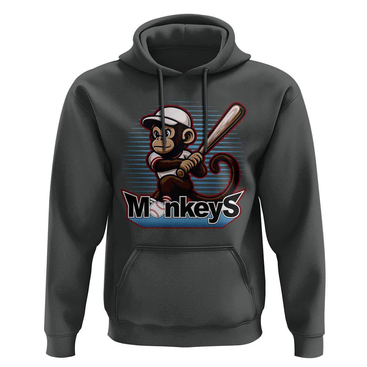 Funny Chimpanzee Swinging Bat Baseball Hoodie Sport Humor Gift - Wonder Print Shop