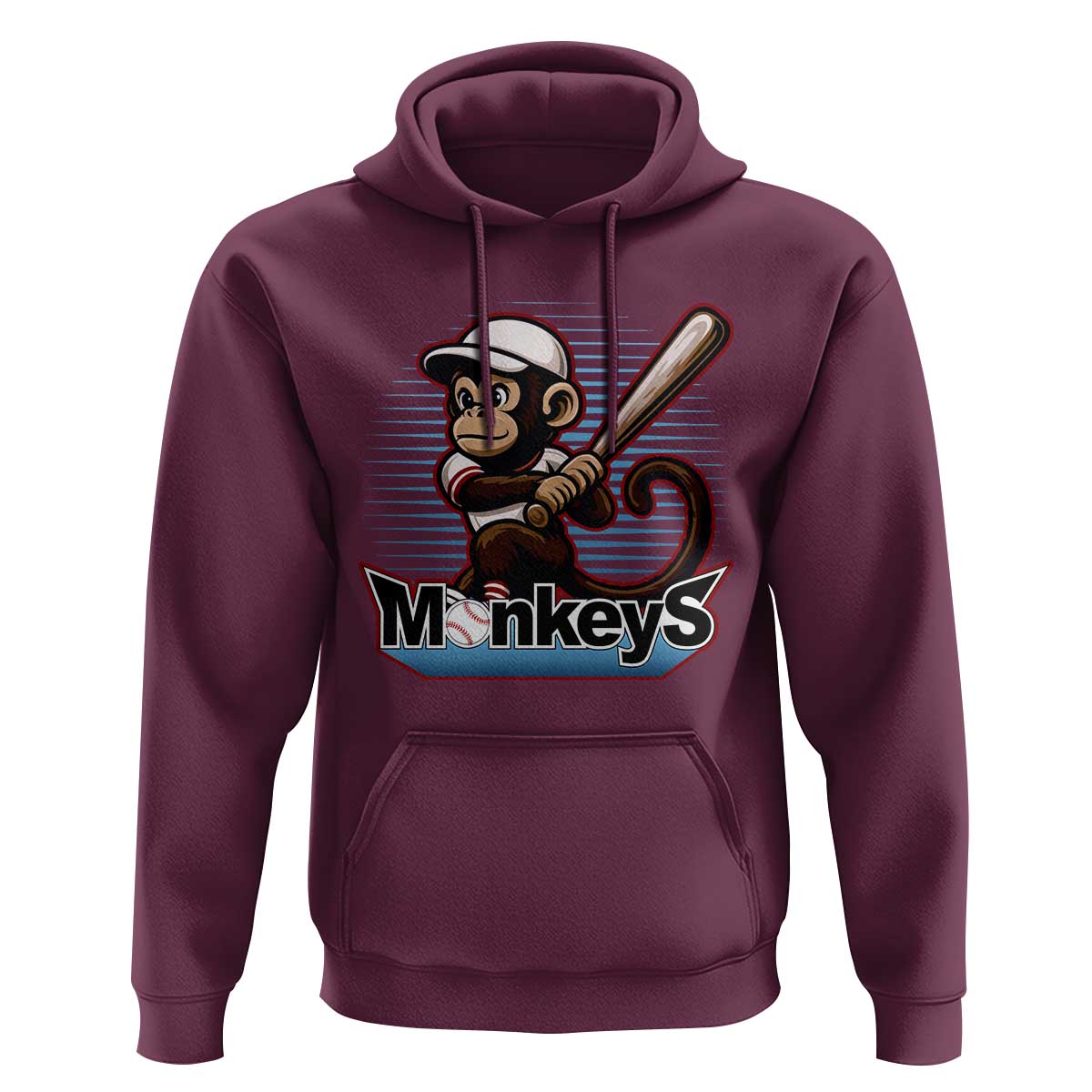 Funny Chimpanzee Swinging Bat Baseball Hoodie Sport Humor Gift - Wonder Print Shop