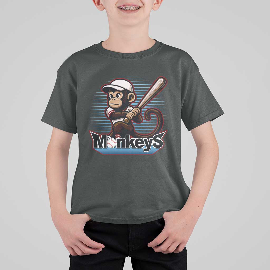 Funny Chimpanzee Swinging Bat Baseball T Shirt For Kid Sport Humor Gift - Wonder Print Shop