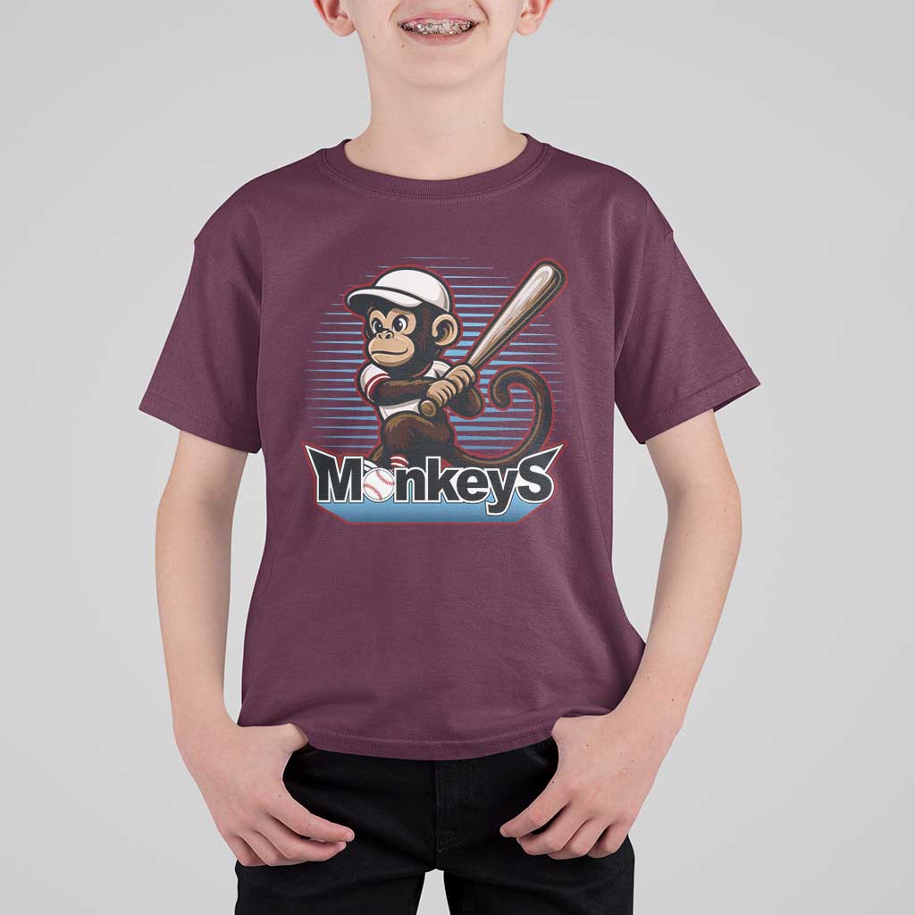 Funny Chimpanzee Swinging Bat Baseball T Shirt For Kid Sport Humor Gift - Wonder Print Shop