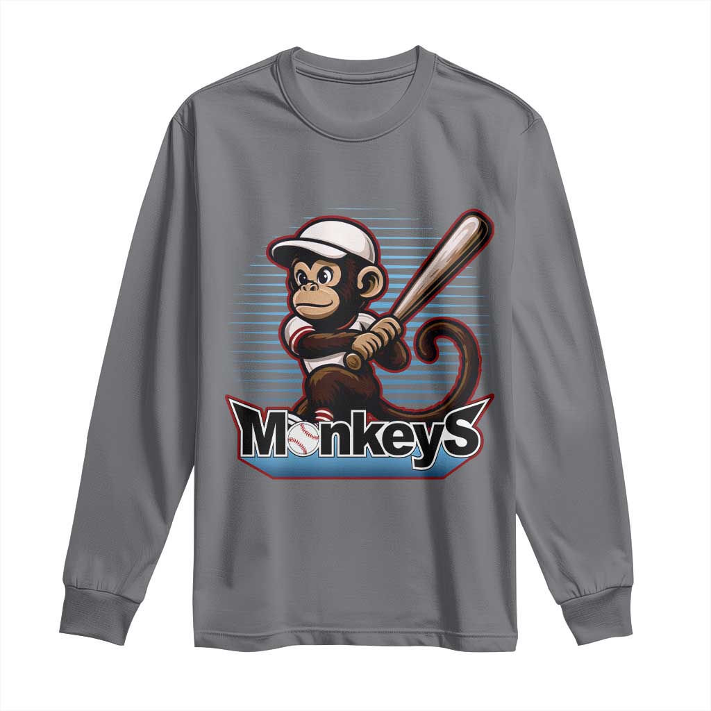 Funny Chimpanzee Swinging Bat Baseball Long Sleeve Shirt Sport Humor Gift - Wonder Print Shop