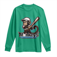 Funny Chimpanzee Swinging Bat Baseball Long Sleeve Shirt Sport Humor Gift - Wonder Print Shop
