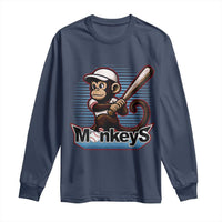 Funny Chimpanzee Swinging Bat Baseball Long Sleeve Shirt Sport Humor Gift - Wonder Print Shop