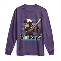 Funny Chimpanzee Swinging Bat Baseball Long Sleeve Shirt Sport Humor Gift - Wonder Print Shop