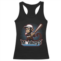 Funny Chimpanzee Swinging Bat Baseball Racerback Tank Top Sport Humor Gift - Wonder Print Shop