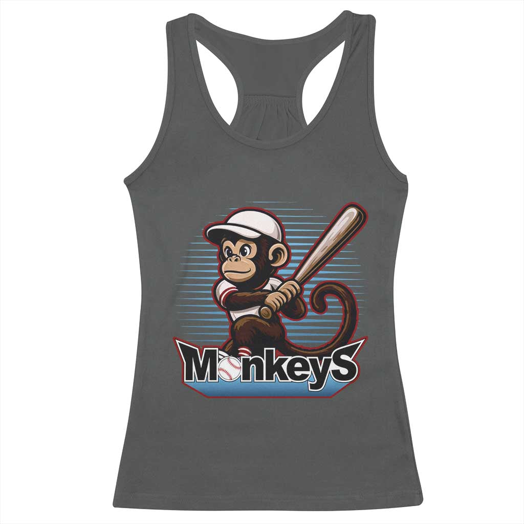 Funny Chimpanzee Swinging Bat Baseball Racerback Tank Top Sport Humor Gift - Wonder Print Shop