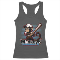 Funny Chimpanzee Swinging Bat Baseball Racerback Tank Top Sport Humor Gift - Wonder Print Shop