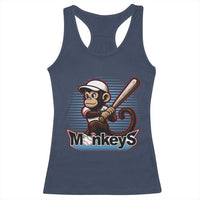 Funny Chimpanzee Swinging Bat Baseball Racerback Tank Top Sport Humor Gift - Wonder Print Shop