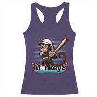 Funny Chimpanzee Swinging Bat Baseball Racerback Tank Top Sport Humor Gift - Wonder Print Shop