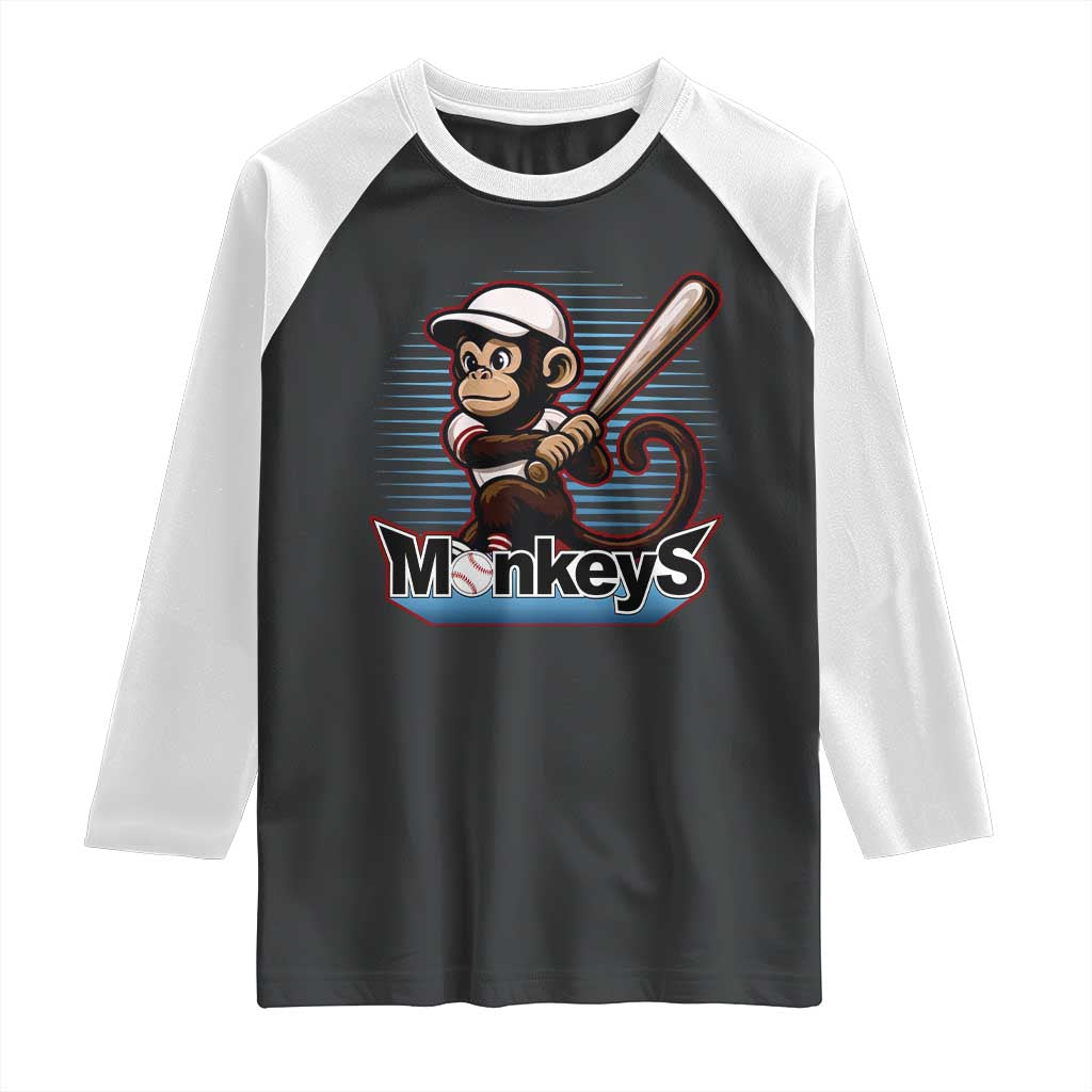 Funny Chimpanzee Swinging Bat Baseball Raglan Shirt Sport Humor Gift - Wonder Print Shop