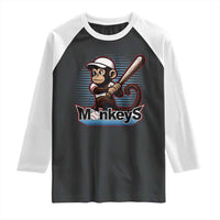 Funny Chimpanzee Swinging Bat Baseball Raglan Shirt Sport Humor Gift - Wonder Print Shop