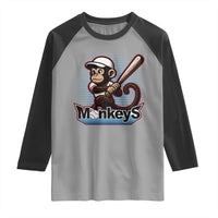 Funny Chimpanzee Swinging Bat Baseball Raglan Shirt Sport Humor Gift - Wonder Print Shop