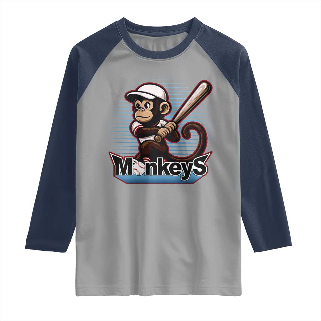 Funny Chimpanzee Swinging Bat Baseball Raglan Shirt Sport Humor Gift - Wonder Print Shop