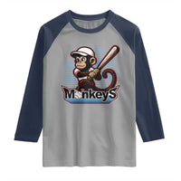 Funny Chimpanzee Swinging Bat Baseball Raglan Shirt Sport Humor Gift - Wonder Print Shop