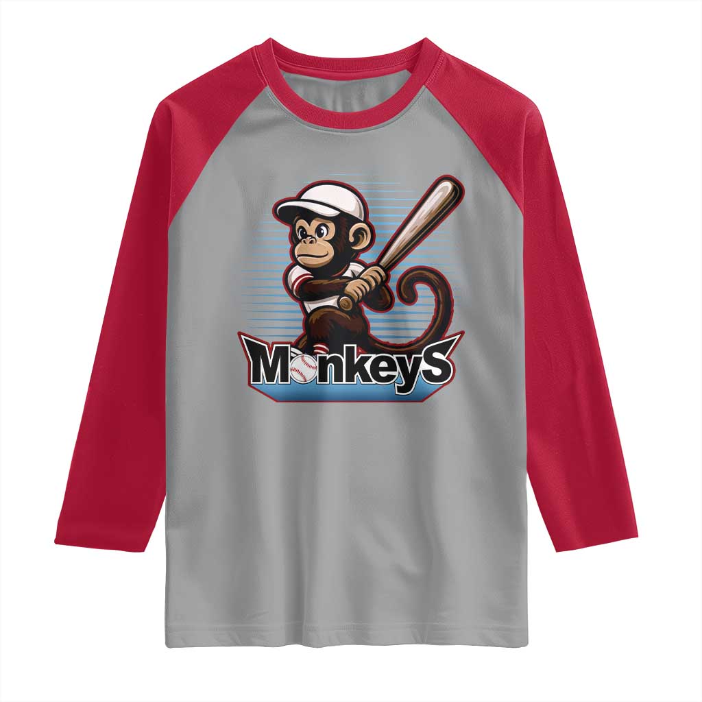 Funny Chimpanzee Swinging Bat Baseball Raglan Shirt Sport Humor Gift - Wonder Print Shop