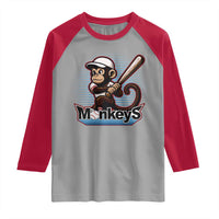 Funny Chimpanzee Swinging Bat Baseball Raglan Shirt Sport Humor Gift - Wonder Print Shop