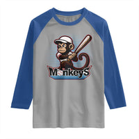 Funny Chimpanzee Swinging Bat Baseball Raglan Shirt Sport Humor Gift - Wonder Print Shop
