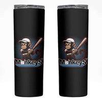 Funny Chimpanzee Swinging Bat Baseball Skinny Tumbler Sport Humor Gift