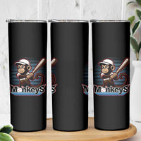 Funny Chimpanzee Swinging Bat Baseball Skinny Tumbler Sport Humor Gift