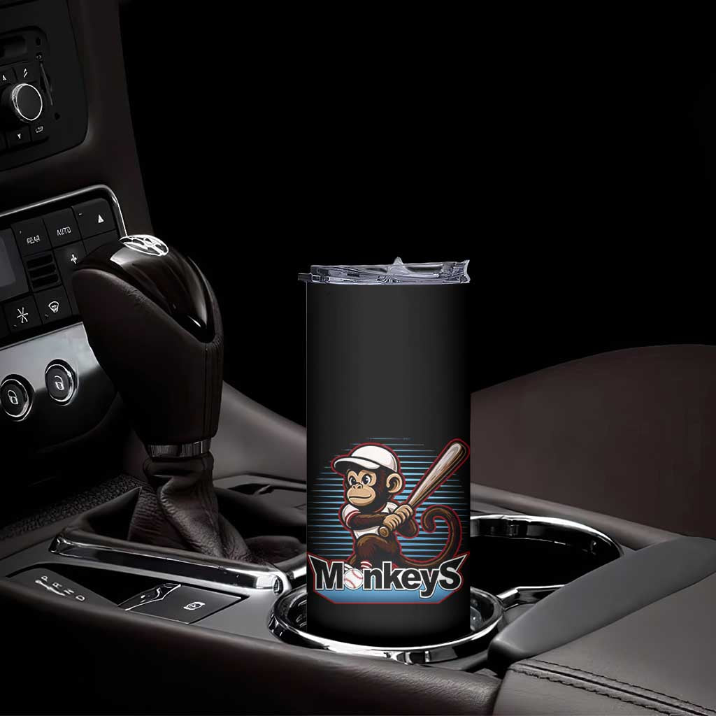 Funny Chimpanzee Swinging Bat Baseball Skinny Tumbler Sport Humor Gift