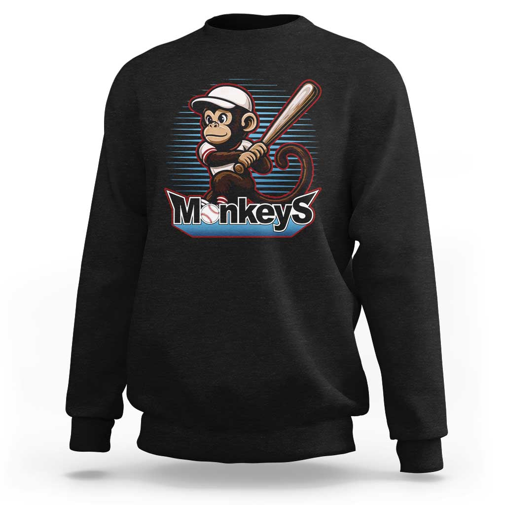 Funny Chimpanzee Swinging Bat Baseball Sweatshirt Sport Humor Gift - Wonder Print Shop