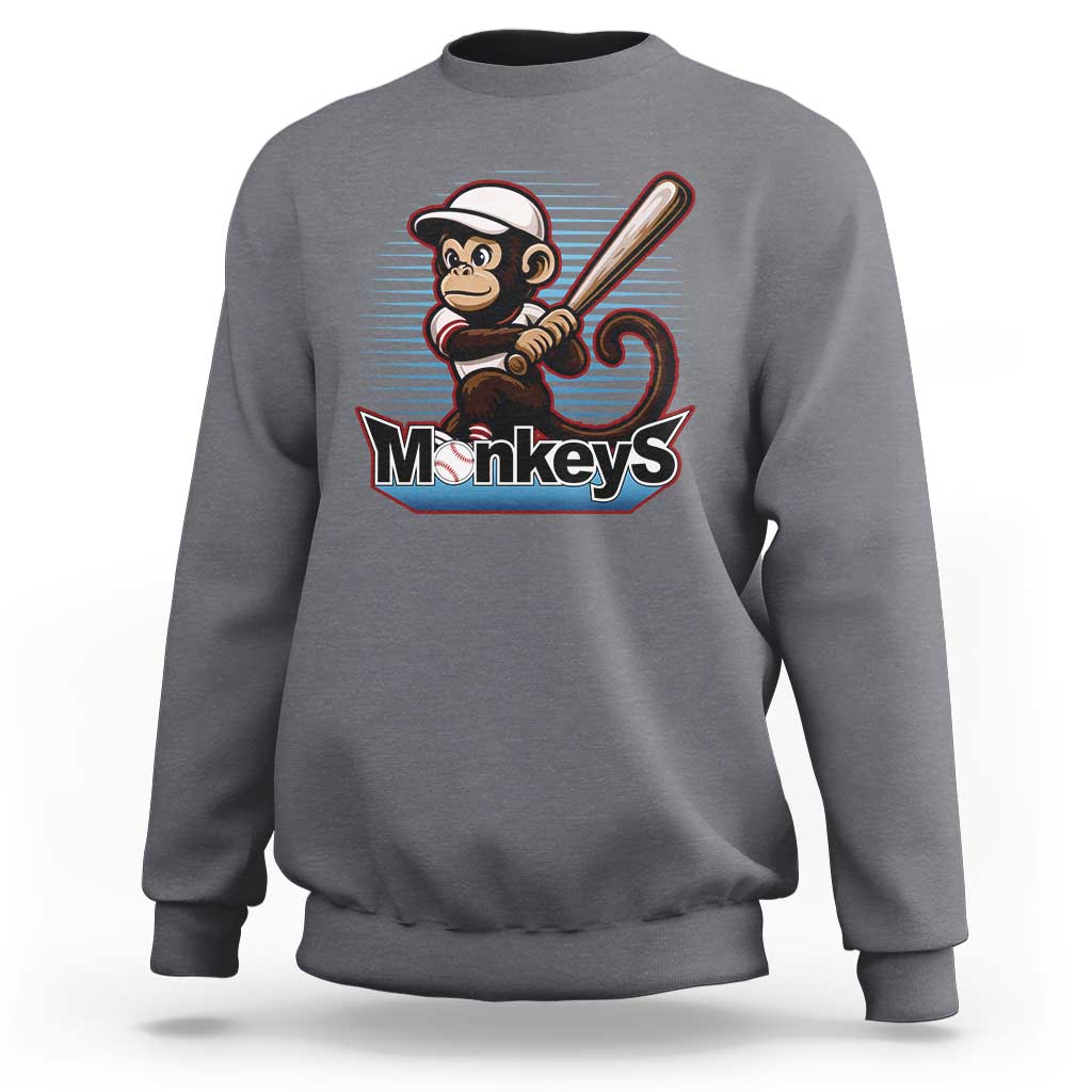Funny Chimpanzee Swinging Bat Baseball Sweatshirt Sport Humor Gift - Wonder Print Shop