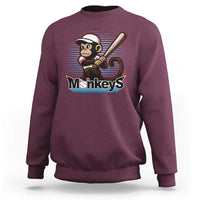 Funny Chimpanzee Swinging Bat Baseball Sweatshirt Sport Humor Gift - Wonder Print Shop