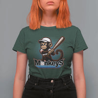 Funny Chimpanzee Swinging Bat Baseball T Shirt For Women Sport Humor Gift - Wonder Print Shop