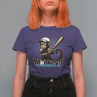 Funny Chimpanzee Swinging Bat Baseball T Shirt For Women Sport Humor Gift - Wonder Print Shop