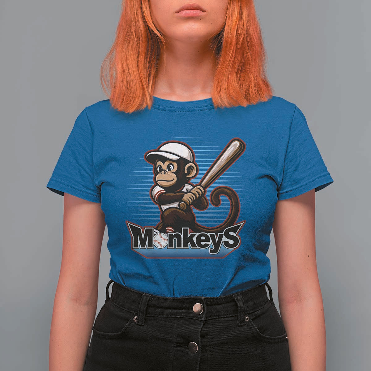 Funny Chimpanzee Swinging Bat Baseball T Shirt For Women Sport Humor Gift - Wonder Print Shop