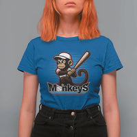 Funny Chimpanzee Swinging Bat Baseball T Shirt For Women Sport Humor Gift - Wonder Print Shop