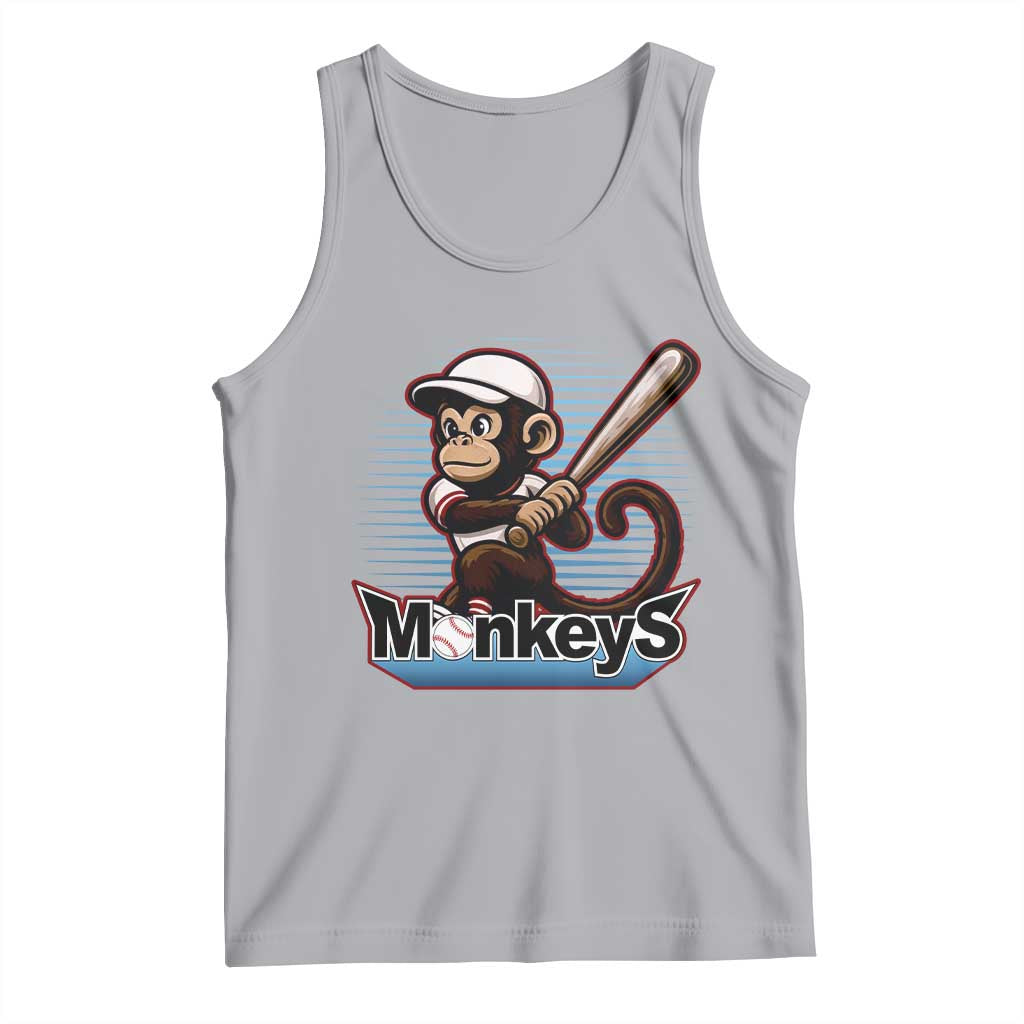 Funny Chimpanzee Swinging Bat Baseball Tank Top Sport Humor Gift - Wonder Print Shop